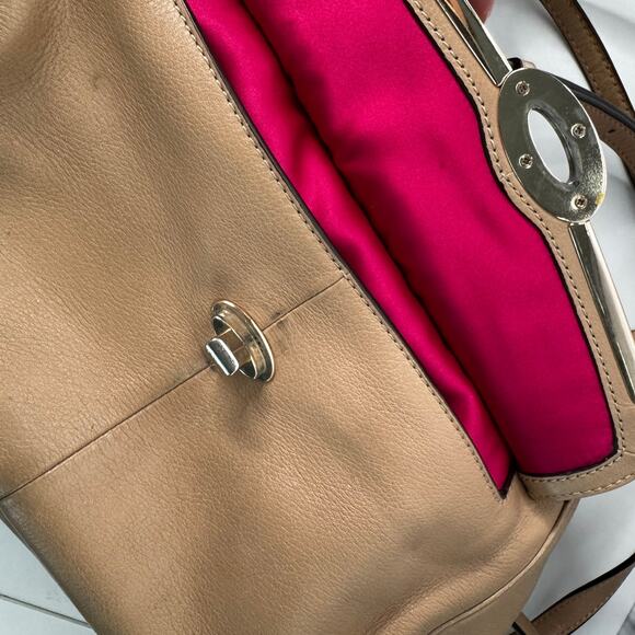 Coach Madison 25169 East West Front Flap Turnlock Satchel Camel & Pink  (READ) - Picture 16 of 16